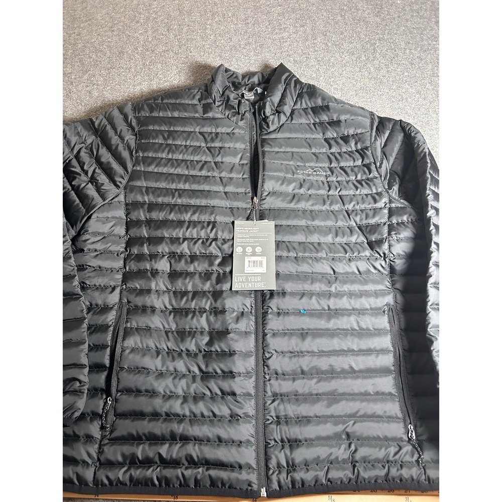 Eddie Bauer Microlight Traveler Jacket Mens XXL Black Fill Down NWT‎
